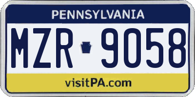 PA license plate MZR9058