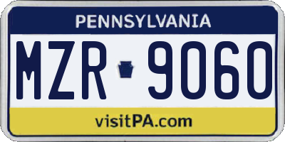 PA license plate MZR9060