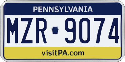 PA license plate MZR9074
