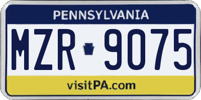 PA license plate MZR9075