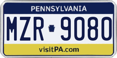 PA license plate MZR9080