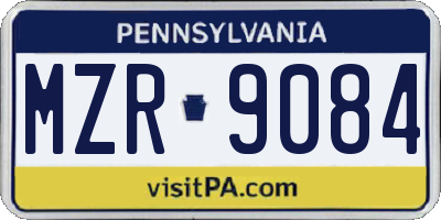 PA license plate MZR9084