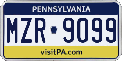 PA license plate MZR9099