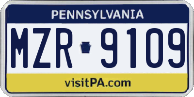 PA license plate MZR9109