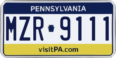PA license plate MZR9111