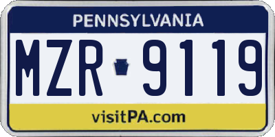 PA license plate MZR9119