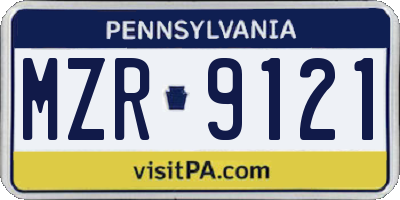 PA license plate MZR9121
