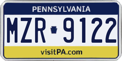 PA license plate MZR9122