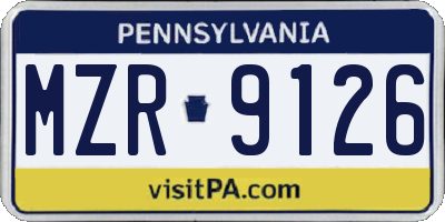 PA license plate MZR9126