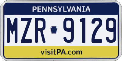PA license plate MZR9129