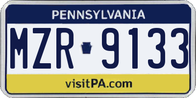 PA license plate MZR9133