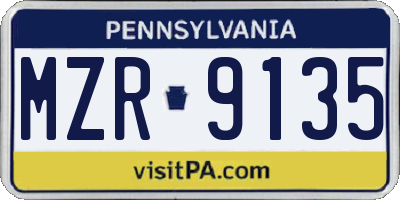 PA license plate MZR9135