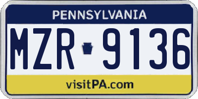 PA license plate MZR9136