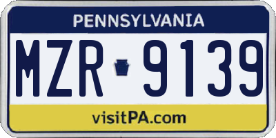 PA license plate MZR9139