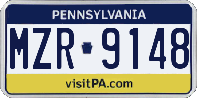 PA license plate MZR9148