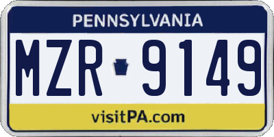 PA license plate MZR9149