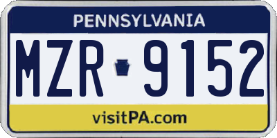 PA license plate MZR9152