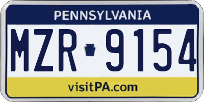 PA license plate MZR9154
