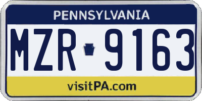 PA license plate MZR9163