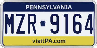 PA license plate MZR9164