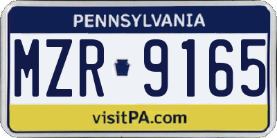 PA license plate MZR9165