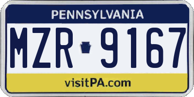 PA license plate MZR9167