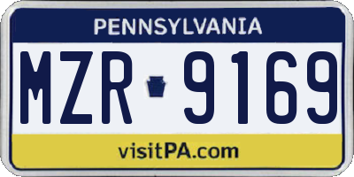 PA license plate MZR9169