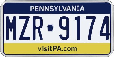 PA license plate MZR9174