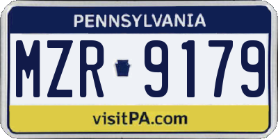 PA license plate MZR9179