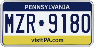 PA license plate MZR9180
