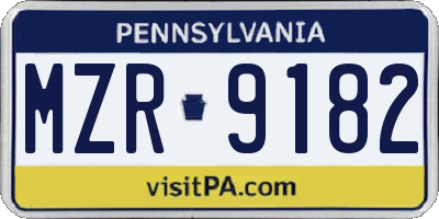 PA license plate MZR9182