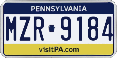 PA license plate MZR9184