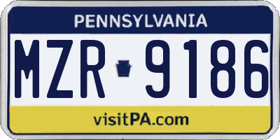 PA license plate MZR9186