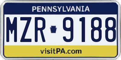 PA license plate MZR9188