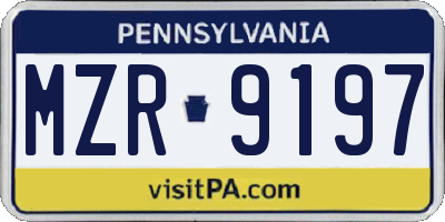 PA license plate MZR9197