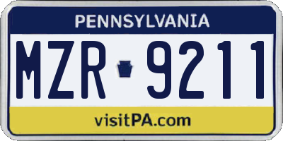 PA license plate MZR9211