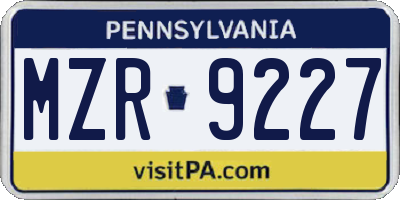 PA license plate MZR9227