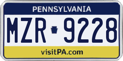 PA license plate MZR9228
