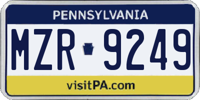 PA license plate MZR9249