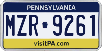 PA license plate MZR9261