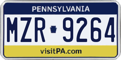 PA license plate MZR9264