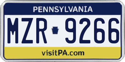 PA license plate MZR9266