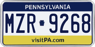 PA license plate MZR9268