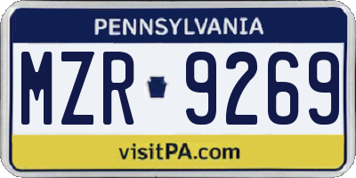 PA license plate MZR9269