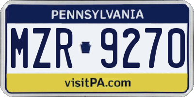 PA license plate MZR9270