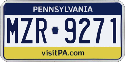 PA license plate MZR9271