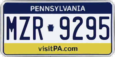PA license plate MZR9295