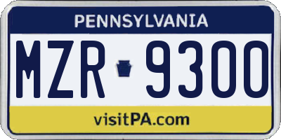 PA license plate MZR9300