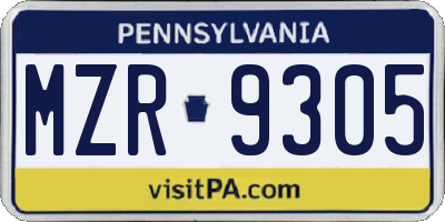 PA license plate MZR9305