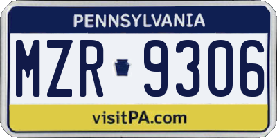 PA license plate MZR9306